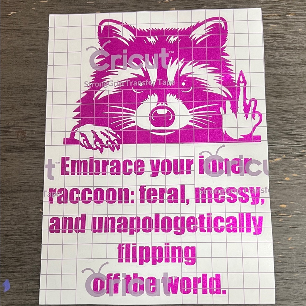 Pink Raccoon car decal